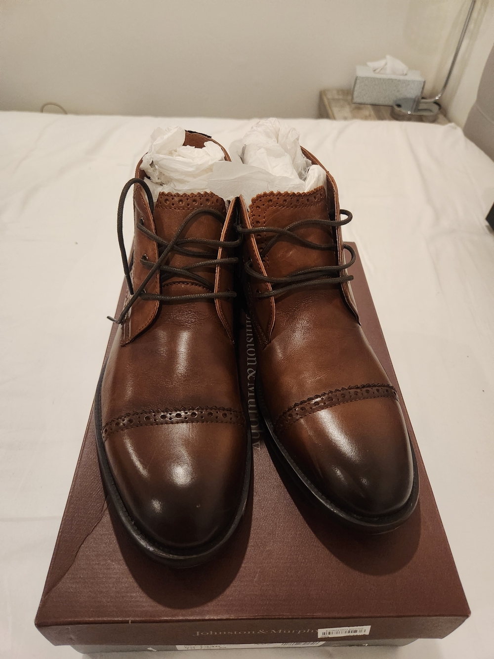 Johnston & Murphy Men's Brown Leather Dress Boots